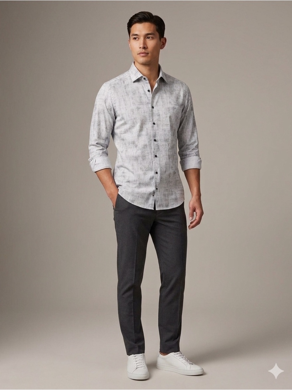 Men's Emanuel Berg Long-Sleeve Textured Button-Up Shirt - Light Green